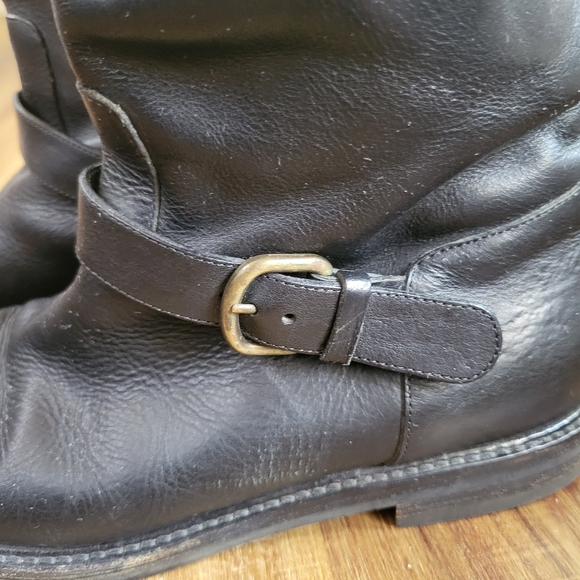 FRATELLI ROSSETTI Black Leather Tall Riding Moto Combat Boots Made in Italy - Picture 2 of 12